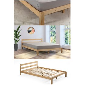 Resim Hayal 90x190 Doğal Masif Çam Ahşap Karyola Montessori Yatak 