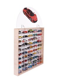 Resim 50'li Ahşap Oyuncak Araba Rafı, Duvara Asılabilen Pleksi Raflı Hobi Araba Düzenleyici 50x6x51 Diğer 