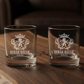 Resim Kişiye Özel Babaya Hediye İkili Prestige Glass Viski Bardağı 