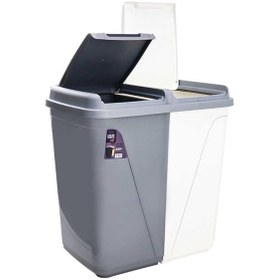 Resim Kirli Çamaşır Sepeti Iki Bölmeli 90 Litre Büyük Beyaz 