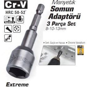 Resim Sgs Manyetik Somun Adaptörü 3 Parça Set 8- 10 - 13 Mm 