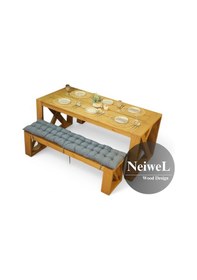 Resim Neiwel Garden Mora Doğal Ahşap Banklı Bahçe Masa Takımı-120-340 Takım Açık Ceviz 