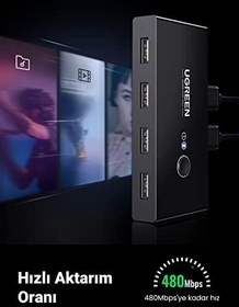 Resim Ugreen 4 Port USB PC Switch Paylaşım Adaptörü 