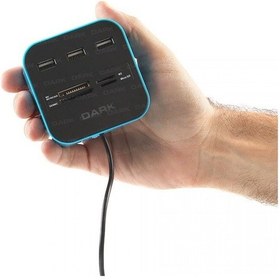 Resim DARK UCR202 PRO DUO DK-AC-UCR202BL Kart Okuyuculu USB Çoklayıcı ( 