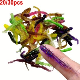 Resim 20/30/50 adet Solucan Yemleri Mini Yem 45mm Yumuşak Silikon Yem Yapay Larva Kauçuk Yemler Vobler Balıkçılık Yemi 