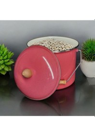 Resim Emaye Yoğurt Tenceresi Emaye Bakraç 20cm 5lt Kırmızı Kırmızı 