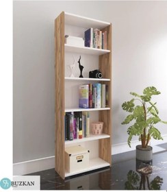 Resim Buzkan % 100 mdf 5 Raflı Beyaz-Ceviz Kitaplık 