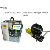 Resim gcstore 12 Volt H3 100 Waat Limon Sarısı Halogen Ampul 2 Adet 