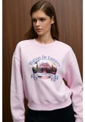 Resim Grımelange Talmera Kadın Önü Baskılı Yuvarlak Yaka Pembe Sweatshirt Pembe 
