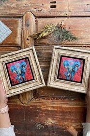 Resim Oscar Stone Decor Çerçeveli Taş Duvar Dekoru Tablo 20X20 Cm 2'Li Set Fil 2Cdd-1488-2 