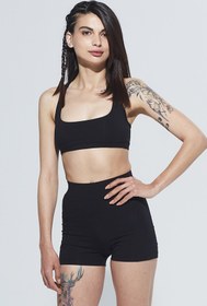 Resim Comm-Ci Darla Siyah Organik Pamuk Çapraz Sırt Tasarımlı Spor Kesim Bra 