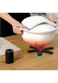 Resim 3 Adet Katlanabilir Siyah Nihale Kaydırmaz Silikon Isıya Dayanıklı Tencere Tava Altlığı Siyah 