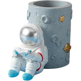 Resim Ganzhoushop Astronot Kalemlik Kalemlik Astronot Heykelcik Reçine El Sanatları Masaüstü Dekorasyonu 