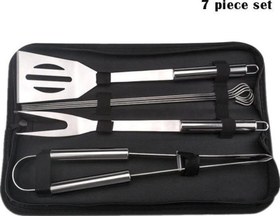 Resim 7 Parça Çantalı Mangal Barbekü Maşa Spatula Seti Paslanmaz Çelik 1. Kalite 