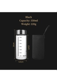 Resim Taşınabilir Cam Su Şişesi Sıcak Süt Şişesi Mezun Kapaklı Bardak Soğutmalı Süt Black350ml 500ml Black350ml 
