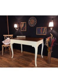 Resim Wooding-Mobilya Wooding 120 Cm Masif Krem Ceviz Yemek Masası 