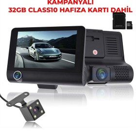 Resim Wevolt 3 Kameralı 4 Inç 1080p Yol Kayıt Kamerası.üç Kameralı Araç Kamera.(TÜRKÇEMENÜ GERİGÖRÜŞ G-SENSÖR) Hf 