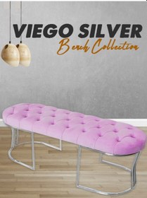 Resim VİEGO SILVER PEMBE-Kapitoneli Model Puf&Bench&Koltuk-Oturak-Uzun Makyaj Puff-Yatak Odası Ucu&Önü 