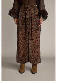 Resim Defacto Relax Fit Normal Bel Leopar Desenli Şifon Pantolon G5653ax25wnbn306 Kahve-bn306 