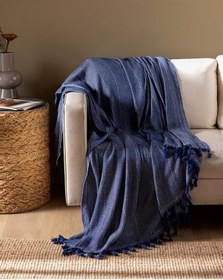 Resim Madame Coco Ranier Koltuk Şalı - Lacivert - 175x200 Cm Lacivert 