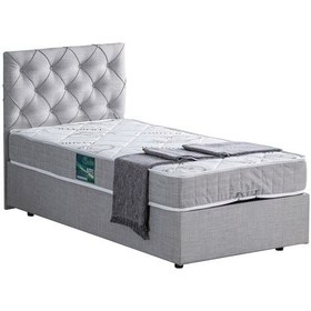 Resim Setaymobilya Baza, Tek Kişilik Eylül Baza+Başlık +Comfort Yatak Seti, Açık Gri 
