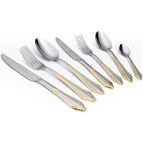 Resim Maxx Doria Prague G Decorated 6 Kişilik 42 Parça Çatal Kaşık Bıçak Takımı Pa1059 Gold 