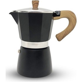 Resim Horecamark Aluminyum Moka Pot 6 Kupa Siyah 6 Cups Moka Pot 