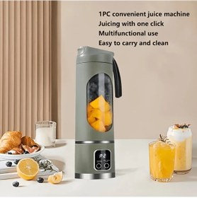 Resim Globalbloom Usb Şarjlı Mini Portatif Elektrikli Yeşil Meyve Sıkacağı 450ml 3 Hız Dijital Göstergeli 
