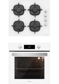 Resim Silverline BO6504W01 - CS5343W01 Beyaz Cam Ankastre Set 
