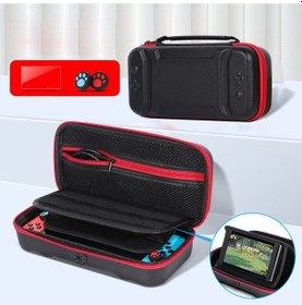 Resim Taşınabilir Eva Saklama Çantası Koruyucu Kılıf Çanta, Nintendo Switch Konsolu İçin Tutucu Fonksiyonu İle, Boyut: 26x12.5x7cm Siyah Kırmızı 