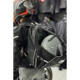 Resim Motobros Su Geçirmez Karbon Desenli Deri Motosiklet Sırt Çantası – Reflektörlü, Kask Bölmeli, Günlük ve Seyahat İçin 