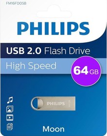 Resim Philips Fm64fd160b/00 64gb Moon Klasik Gümüş Usb 2.0 Metal Flash Bellek 