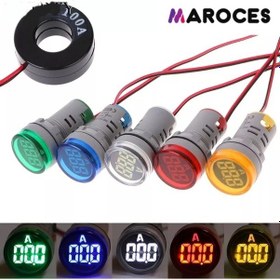 Resim 22Mm Dijital Ampermetre 0-100A Arası Ac Ampermetre Sarı 
