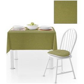 Resim Fıstık Yeşili Kadife Dokulu Masa Örtüsü 140x180 