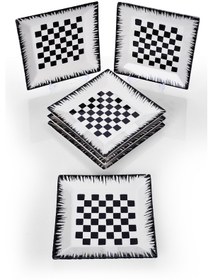 Resim Piatti Naturali 6'lı Dama Pasta Tabak Seti Tatlı Sunum Seti Servis 20cm 