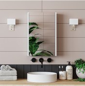 Resim ROOMART Banos Banyo Kulpsuz Tek Kapaklı Mat Beyaz 40 Cm Mini Aynalı Banyo Üst Dolabı 