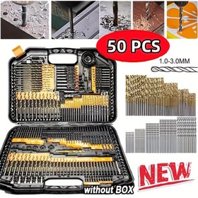 Resim 50 adet Titanyum Kaplamalı HSS Matkap Seti - 1-3mm, Metal ve Ahşap için Uygun, Yuvarlak Shank, Spiral Groove Tasarımı, Karışık Boyutlar, Metal Kutu Dahil, Dayanıklı Matkaplar, Ahşap İşleme Matkap Seti 