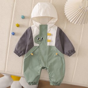 Resim 1 adet Sevimli Dinozor Kapüşonlu Tulum - Uzun Kollu, Makinede Yıkanabilir, Bahar/Sonbahar Rahat Giyim Erkek ve Kızlar İçin, Dış Mekan Oyunları, Partiler ve Kutlamalar İçin Mükemmel, İdeal Doğum Günü veya Okula Dönüş Hediyesi, Dinozor Giysileri, Kutlama Kıyafeti, Eğlenceli Tasarım, Rahat Uygunluk, Dış Mekan İçin Mükemmel 