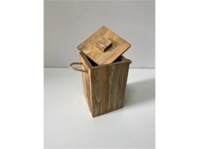 Resim Ip Tutamaklı Ahşap Çöp Kovası Küçük Boy Ahşap Banyo Çöp Kutusu Mutfak Çöp Kovası 