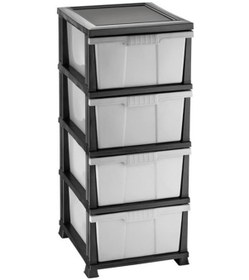 Resim Omnipazar Elf-300 Düz Plastik Mutfak Komidin Sebzelik 4 Katlı Siyah - Gri Diğer 