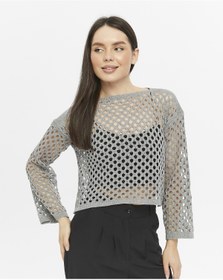 Resim KNİTİCAL TEKSTİL knitical Bolero Knit Siyah Crop Bluz Ajurlu Triko Örme 