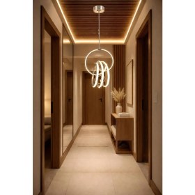 Resim Aura Lighting Aura Lıghtıng Krom Imza Model 3 Renk LED Modern Antre/hol, Mutfak Banyo Avizesi(Beyaz Sarı Günışığı) 