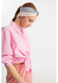 Resim Kadın Fenomen Style Pamuklu Penye, Kaymaz, Yumuşak, Esnek, Saç Bandı Bandana - Tek Ebat / Gri-pudra Gri-pudra 