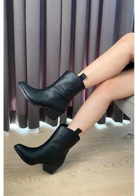 Resim Kadın Kısa Topuklu Kovboy Bot Siyah 