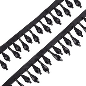 Resim 0.91 metre Siyah & Beyaz Yırtma Damlası Boncuk Etek Trim - Çok Şekilli Polyester Kristal Tül Gelinler, Düğün Elbiseleri, DIY El Sanatları, Ev Dekoru, Siyah ve Altın Noel Çelenk, Siyah ve Altın Çelenk, Boncuklu Etek Trim, Siyah ve Beyaz Düzen Dekoru, Etek için Tül, Dikiş için Etek Trim 