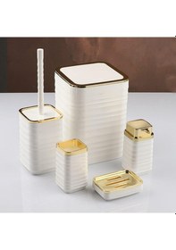 Resim 440-4-b Luna 5 Lı Banyo Setı Altın Beyaz Altın - Beyaz 