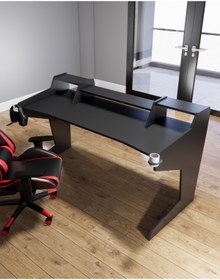 Resim Michael Brean Özel Tasarım Oyuncu Ve Stüdyo Masası 160 cm Bardaklık Ve Kulaklık Tutucu Hediye 