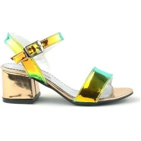 Resim Hologram Bakır-Yeşil Kalın Topuklu Kız Çocuk Abiye Ayakkabı Bakır 