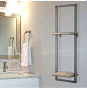 Resim Banyo Rafı Ahşaplı 2 Katlı Banyo Raf Modeli Siyah 