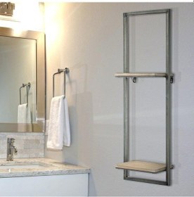 Resim Banyo Rafı Ahşaplı 2 Katlı Banyo Raf Modeli Siyah 